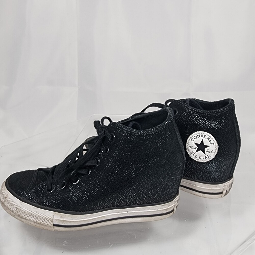 Converse All Star Women 6 CTAS Luxury Mid Black Hidden Wedge Sneakers 555154C
